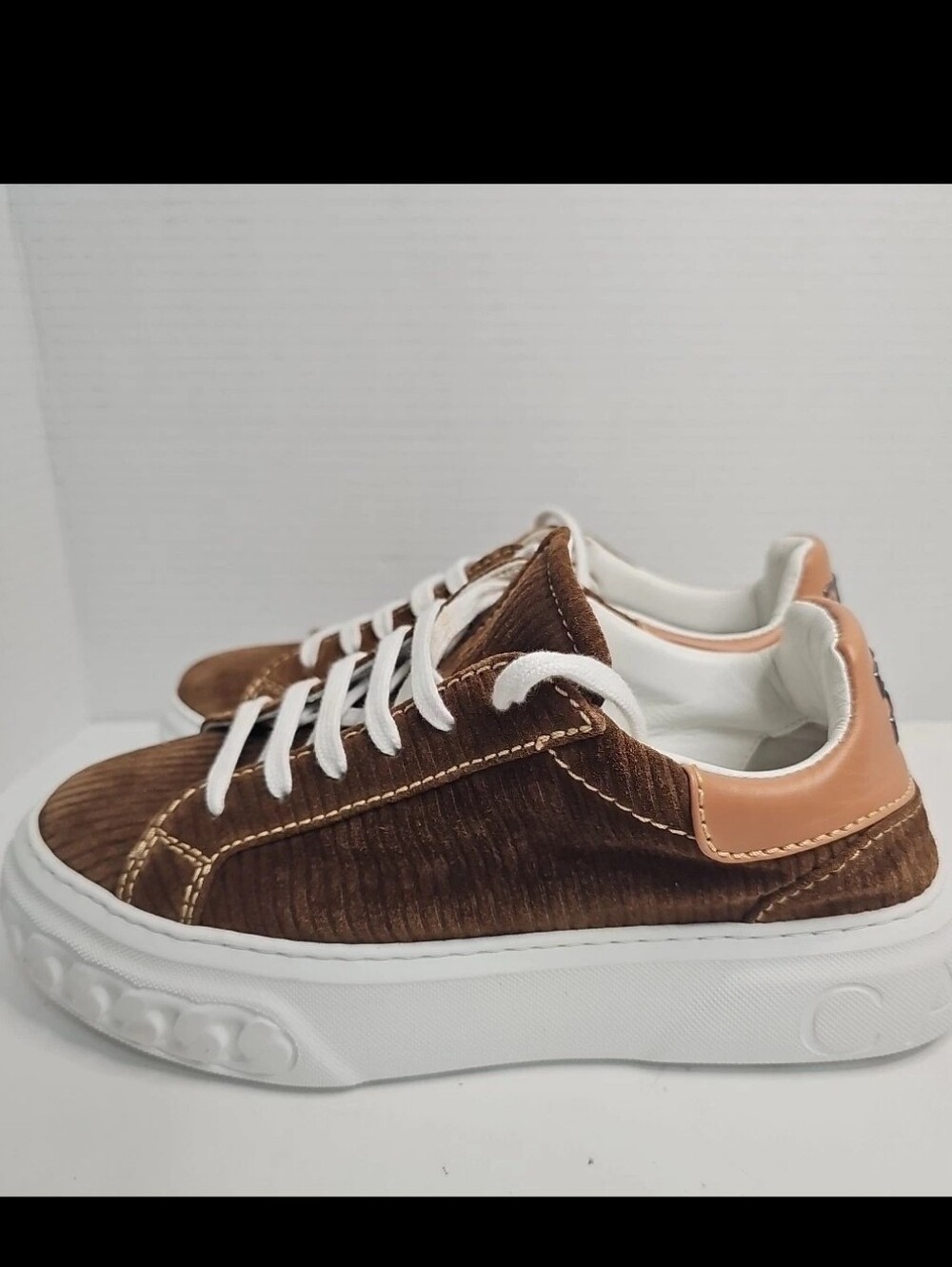 Casadei Off Road Velvet Goldmine Sneakers Cognac Canyon Italy EU 37.5 Platform S